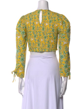 RHODE Floral Print Crew Neck Crop Top