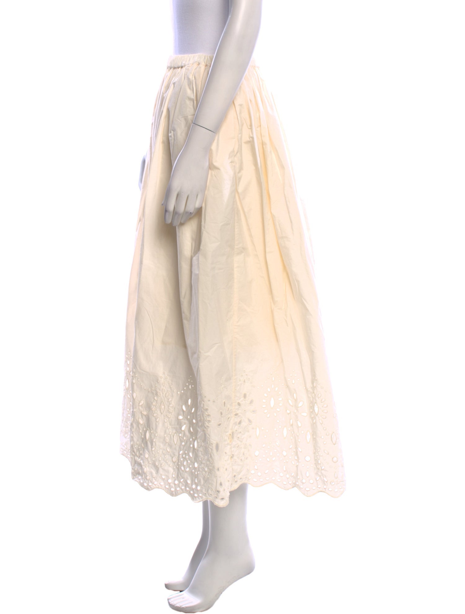 RHODE Eyelet Trim Midi Length Skirt