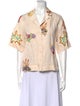 RHODE Linen Floral Print Button-Up Top