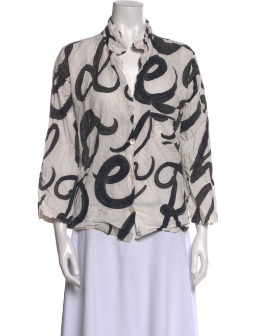 RHODE Printed Three-Quarter Sleeve Button-Up Top