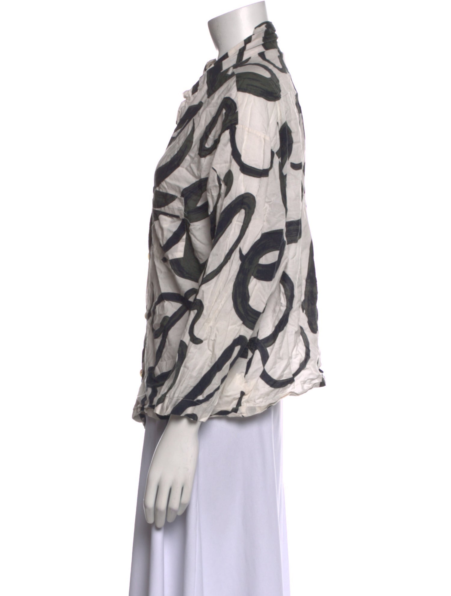 RHODE Printed Three-Quarter Sleeve Button-Up Top