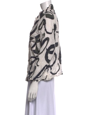 RHODE Printed Three-Quarter Sleeve Button-Up Top