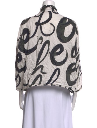 RHODE Printed Three-Quarter Sleeve Button-Up Top