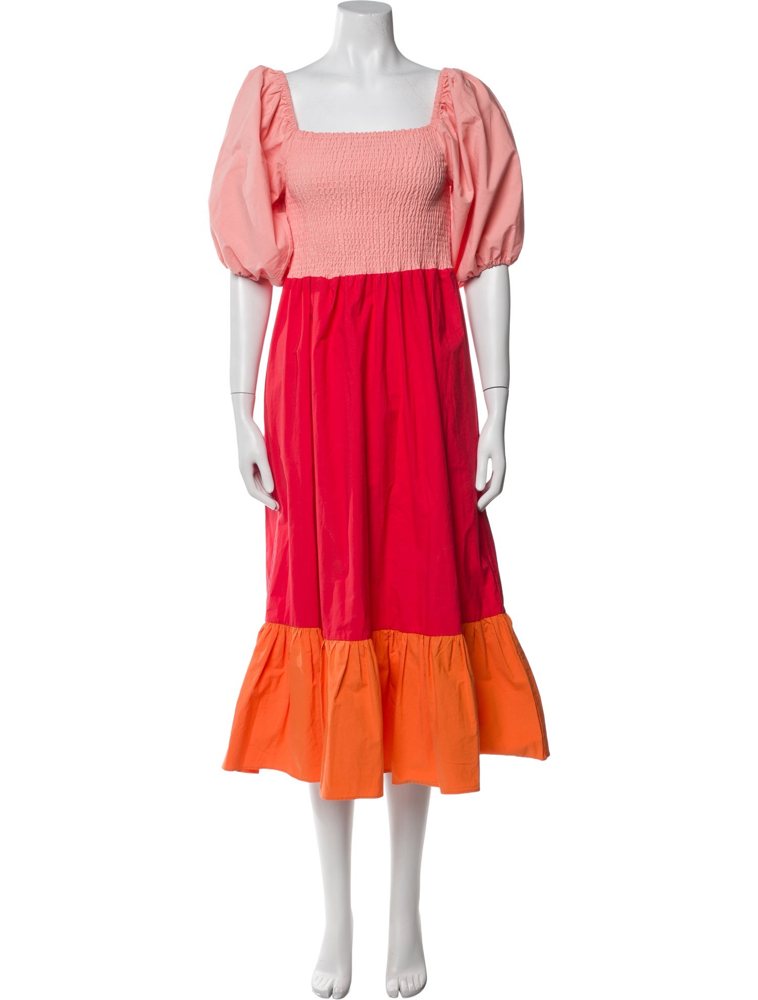 RHODE Square Neckline Midi Length Dress