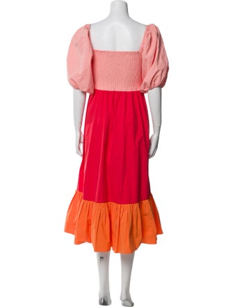 RHODE Square Neckline Midi Length Dress