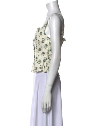 RHODE Linen Floral Print Crop Top