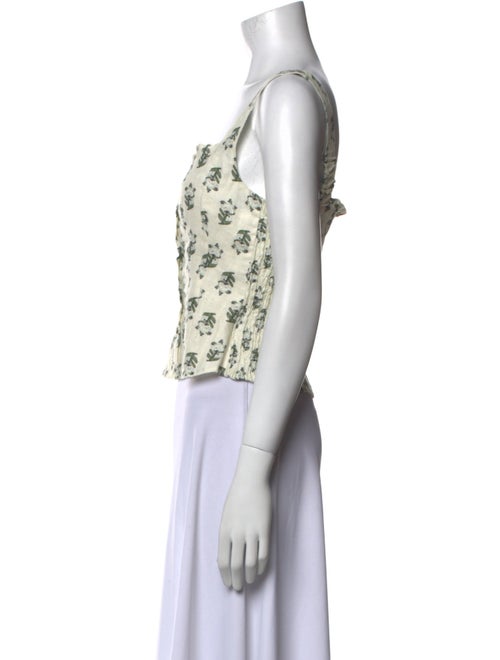 RHODE Linen Floral Print Crop Top