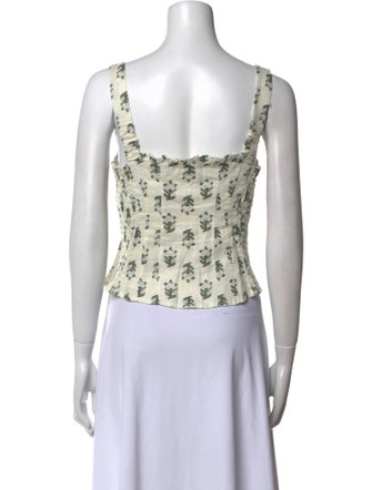 RHODE Linen Floral Print Crop Top