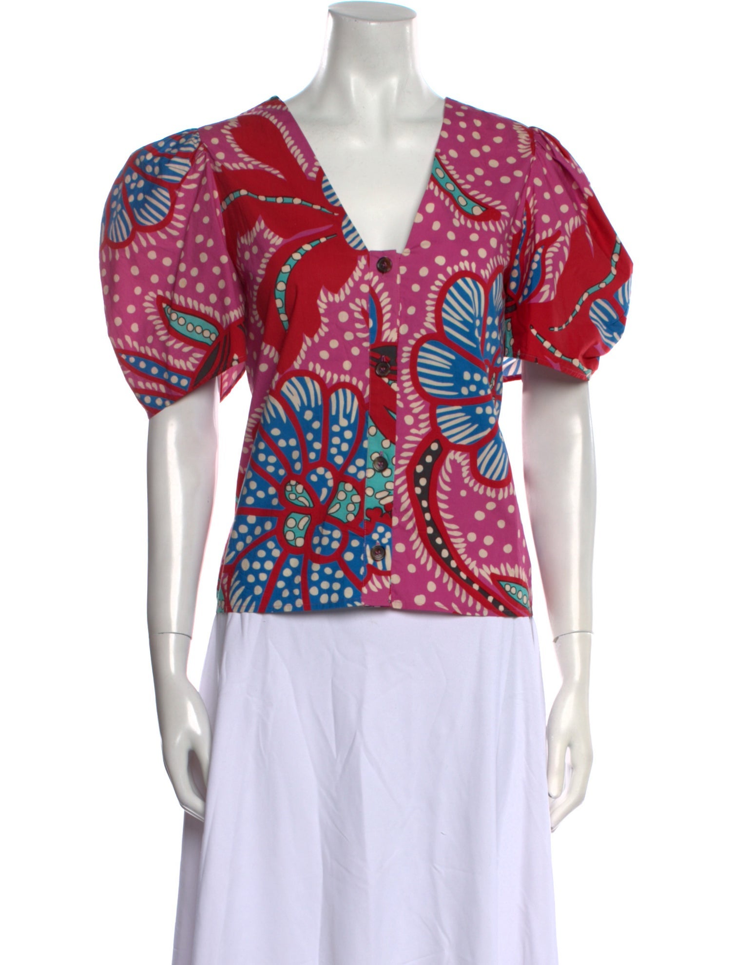 RHODE Printed V-Neck Top