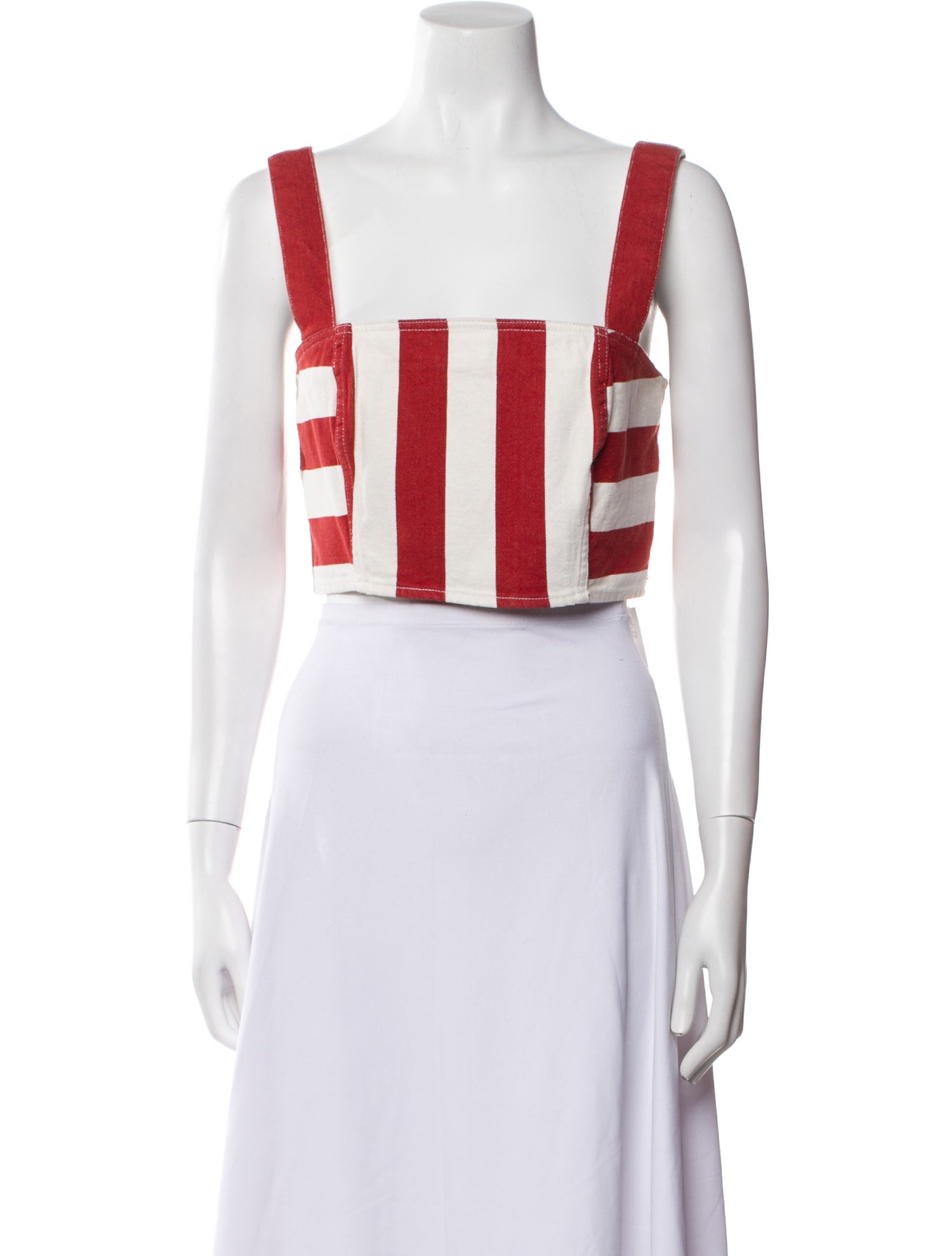 RHODE Striped Square Neckline Crop Top