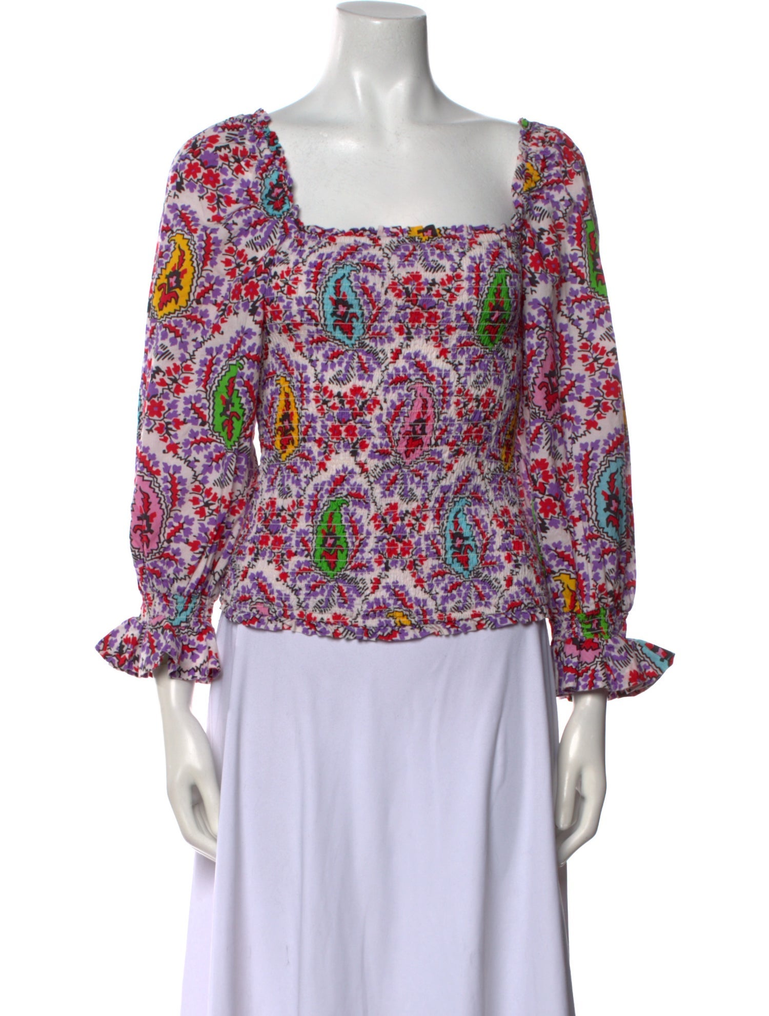 RHODE Floral Print Square Neckline Blouse