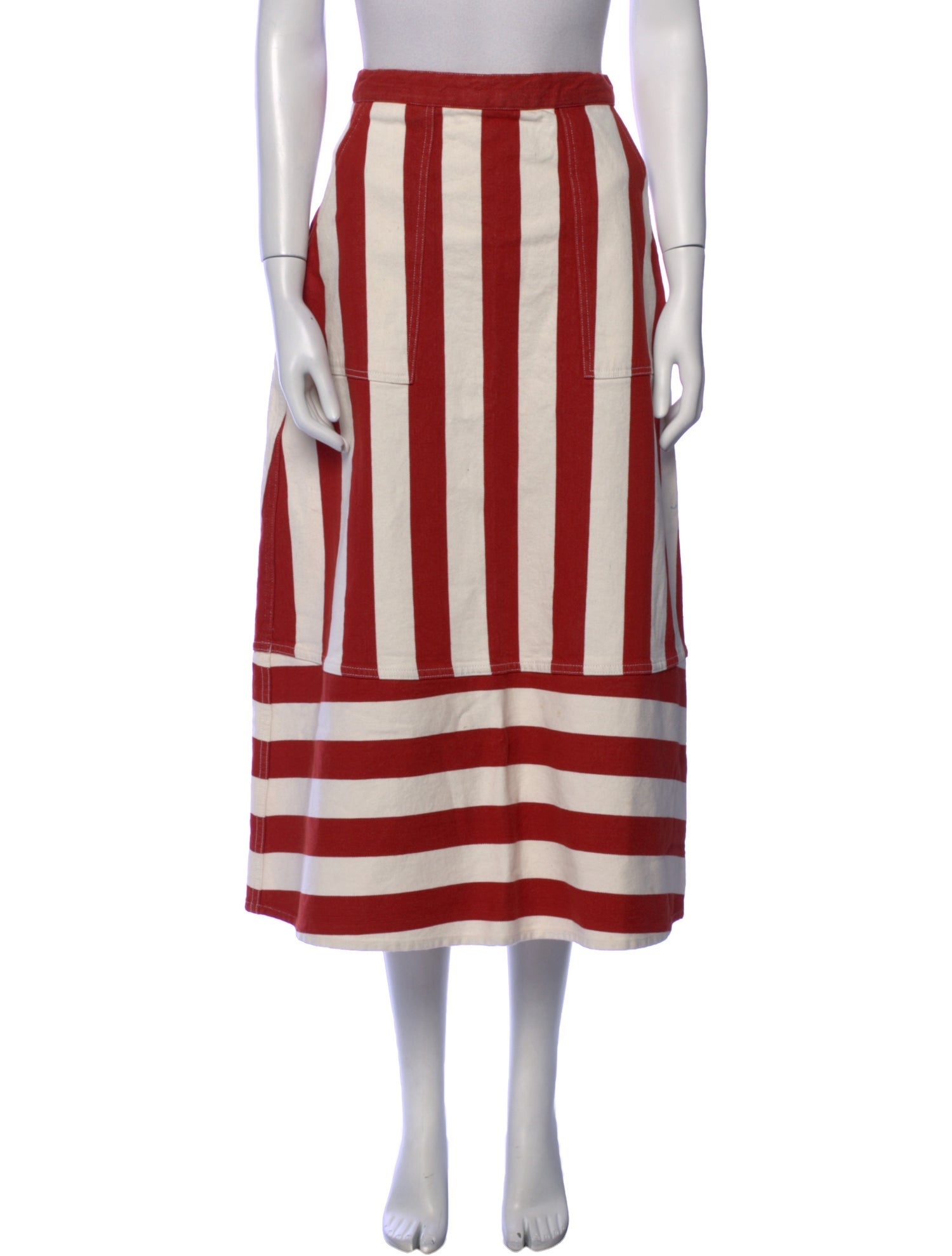 RHODE Striped Midi Length Skirt