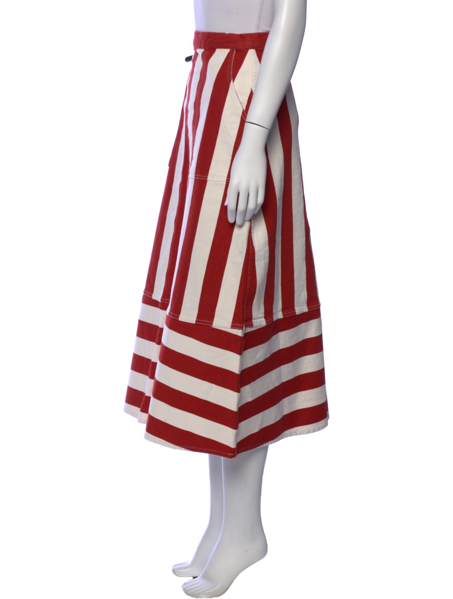 RHODE Striped Midi Length Skirt