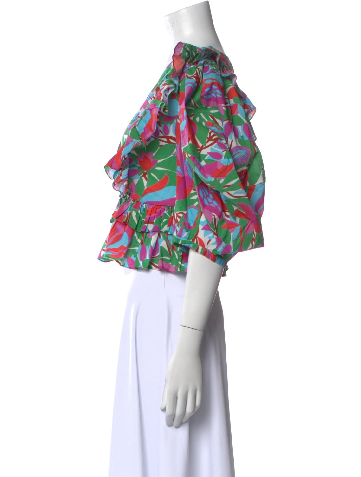 RHODE Floral Print V-Neck Crop Top