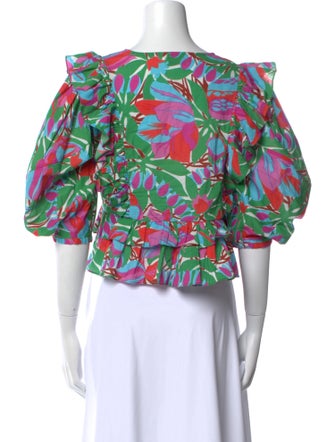 RHODE Floral Print V-Neck Crop Top