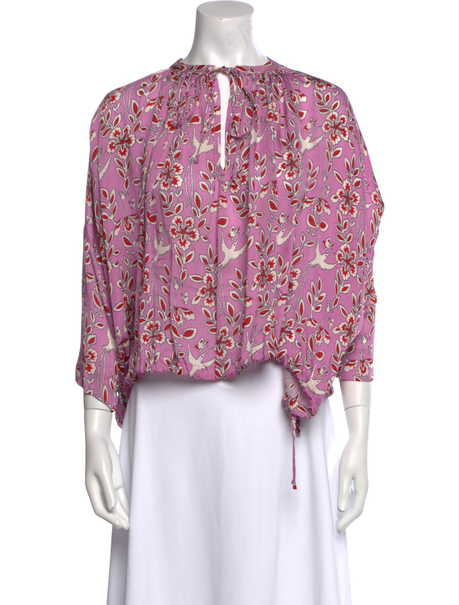 RHODE Floral Print Crew Neck Blouse