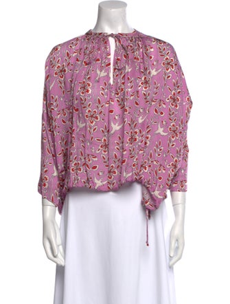 RHODE Floral Print Crew Neck Blouse