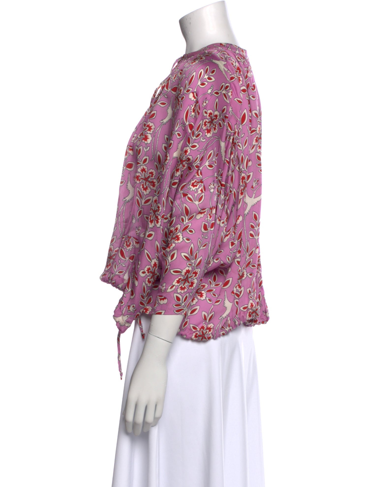 RHODE Floral Print Crew Neck Blouse