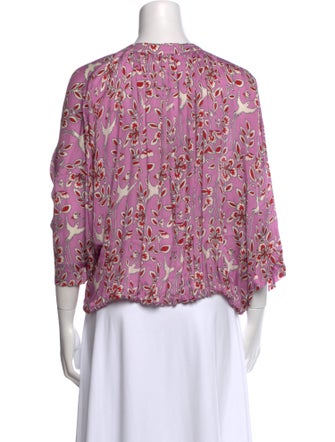 RHODE Floral Print Crew Neck Blouse