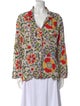 RHODE Floral Print Long Sleeve Button-Up Top