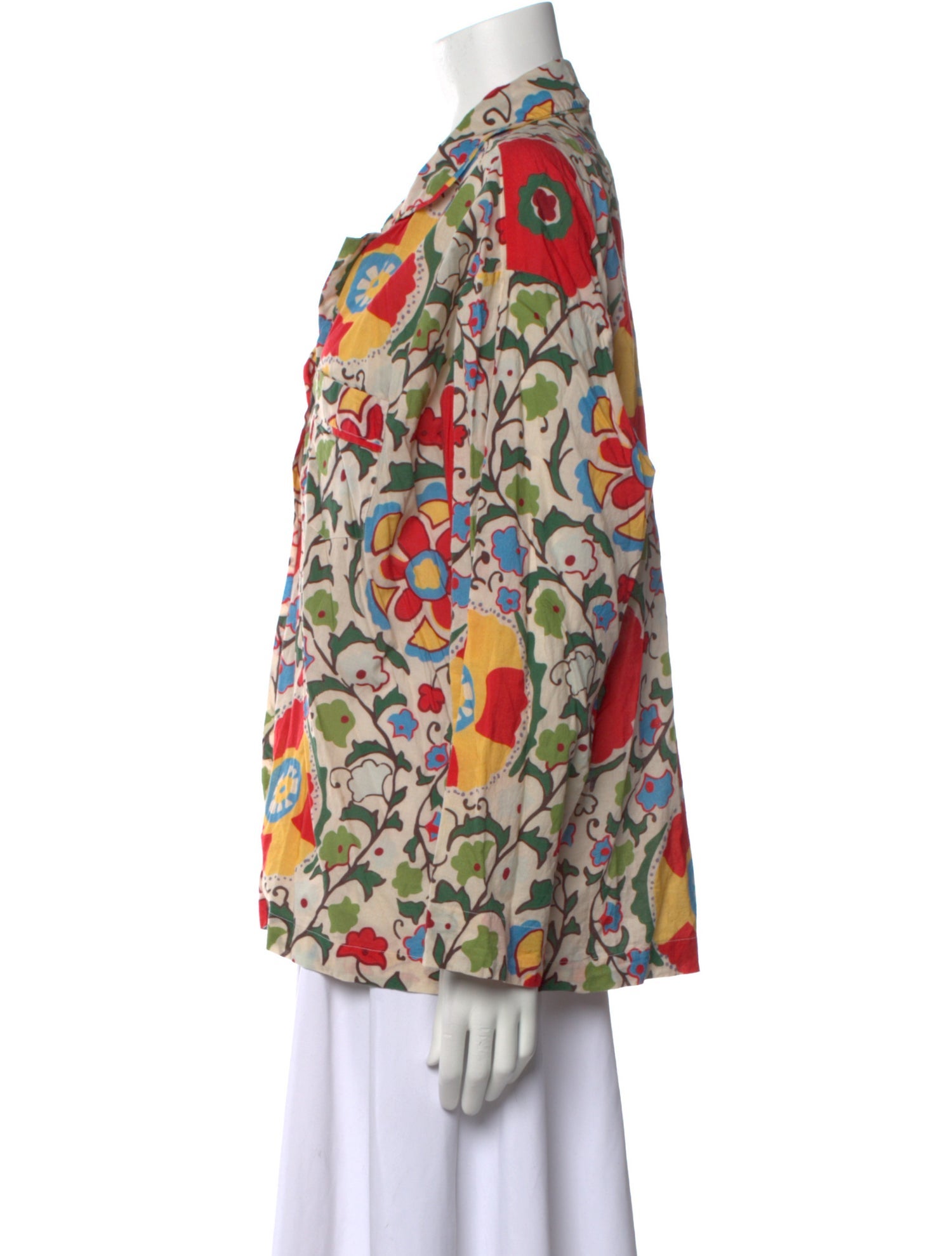 RHODE Floral Print Long Sleeve Button-Up Top