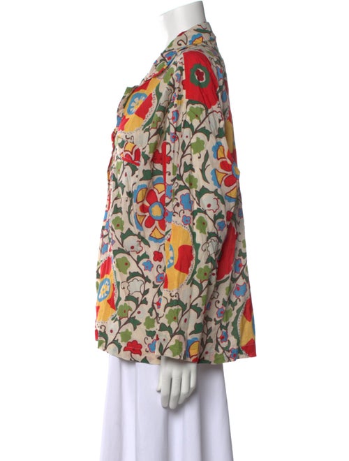 RHODE Floral Print Long Sleeve Button-Up Top