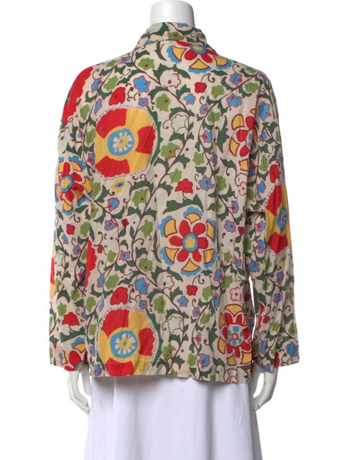 RHODE Floral Print Long Sleeve Button-Up Top