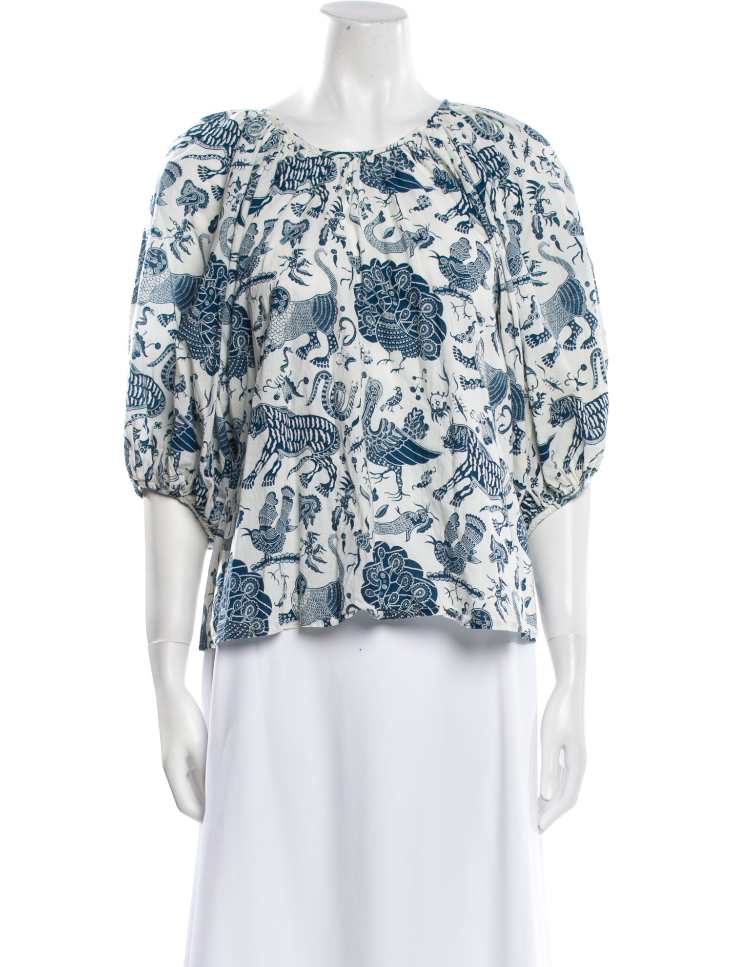 RHODE Floral Print Scoop Neck Blouse