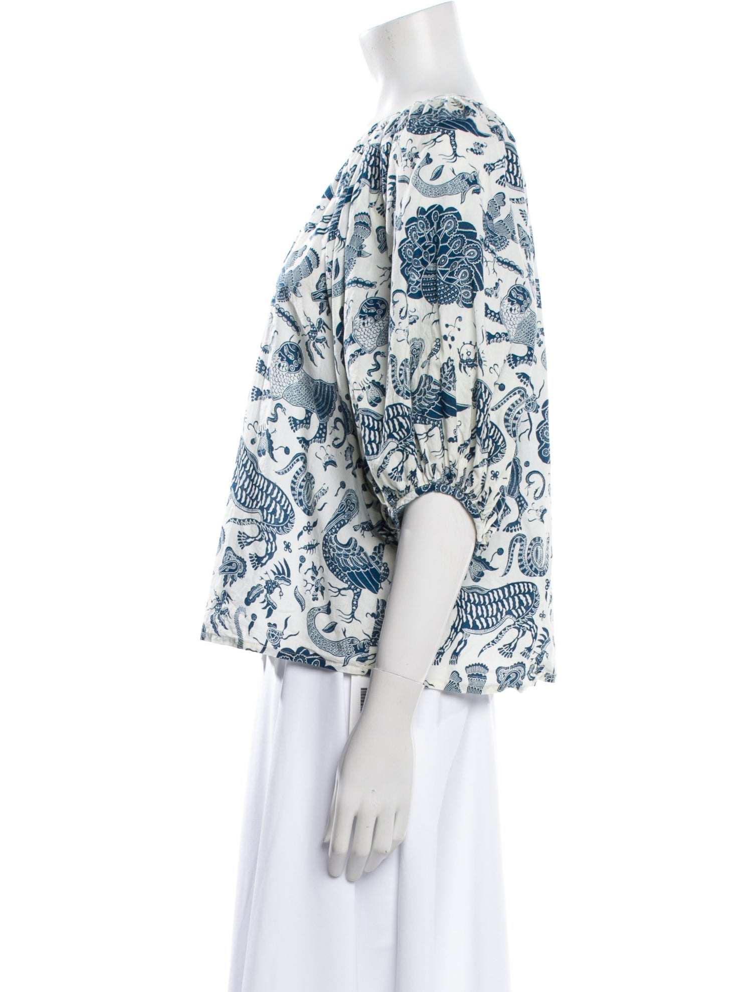 RHODE Floral Print Scoop Neck Blouse