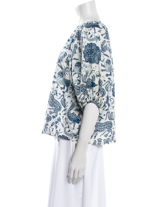 RHODE Floral Print Scoop Neck Blouse