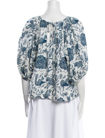 RHODE Floral Print Scoop Neck Blouse