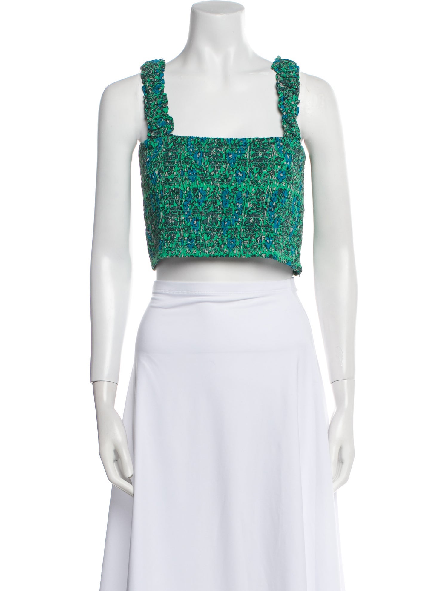 RHODE Floral Print Square Neckline Crop Top