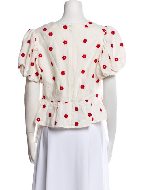 RHODE Polka Dot Print Crew Neck Button-Up Top