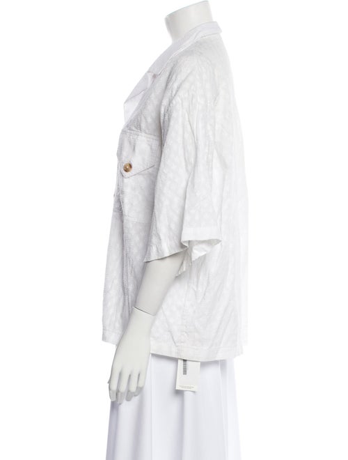 RHODE Three-Quarter Sleeve Button-Up Top