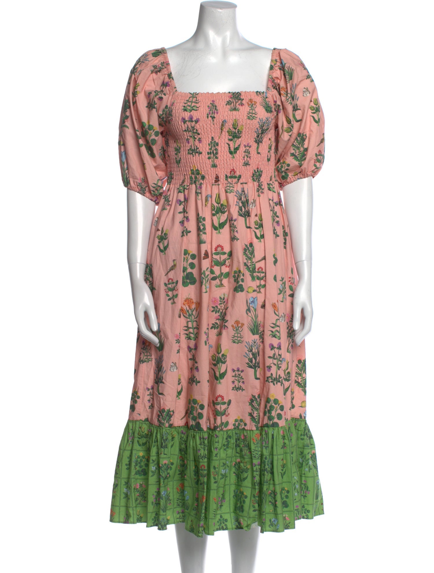 RHODE Floral Print Midi Length Dress