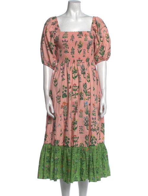 RHODE Floral Print Midi Length Dress