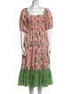 RHODE Floral Print Midi Length Dress