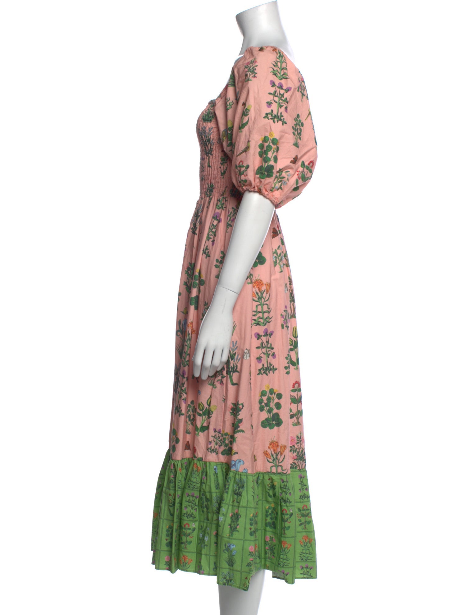 RHODE Floral Print Midi Length Dress