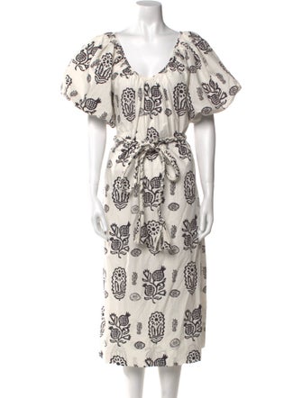 RHODE Printed Midi Length Dress