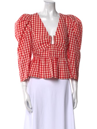 RHODE Plaid Print V-Neck Crop Top