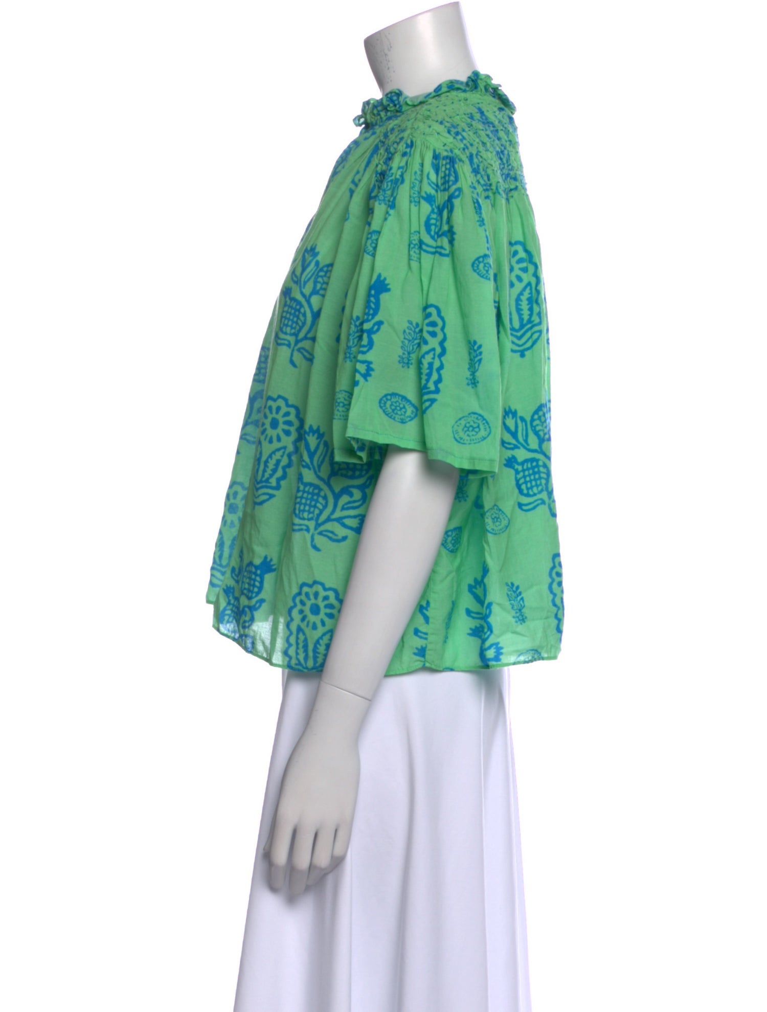 RHODE Floral Print Mock Neck Blouse