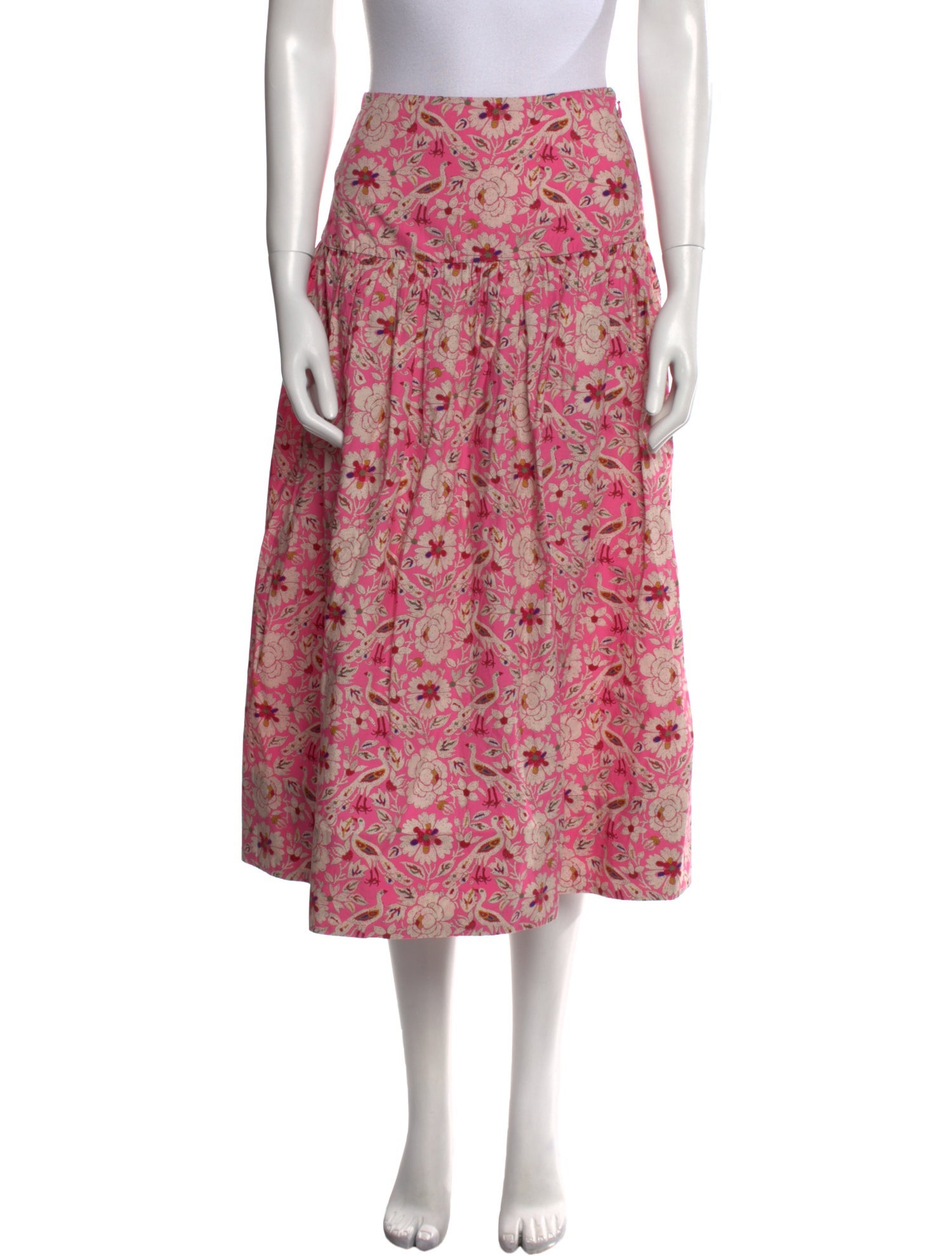 RHODE Floral Print Midi Length Skirt