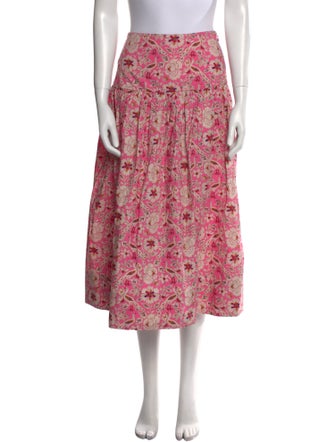 RHODE Floral Print Midi Length Skirt