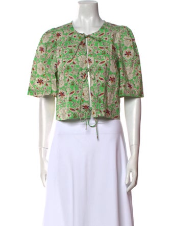 RHODE Floral Print Crew Neck Crop Top