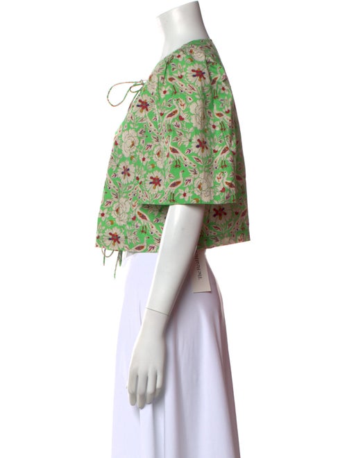 RHODE Floral Print Crew Neck Crop Top