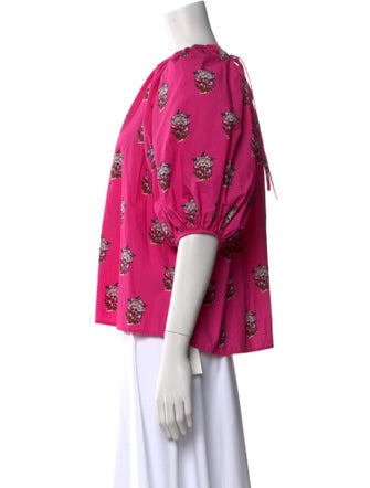 RHODE Printed Bateau Neckline Blouse