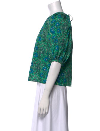 RHODE Paisley Print Crew Neck Crop Top