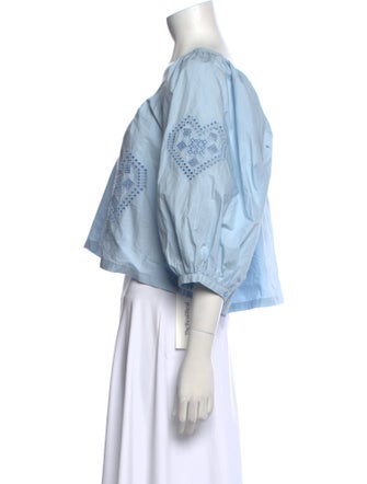 RHODE Scoop Neck Three-Quarter Sleeve Crop Top