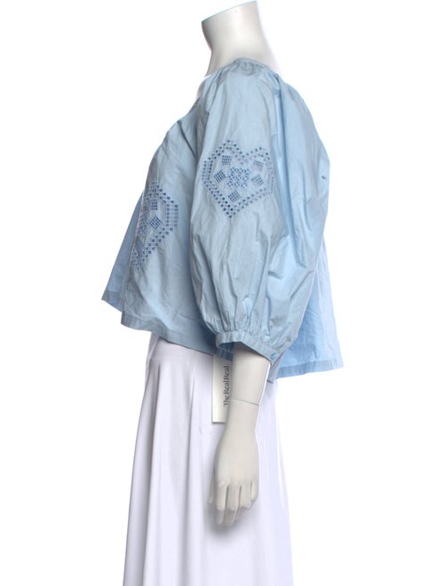 RHODE Scoop Neck Three-Quarter Sleeve Crop Top