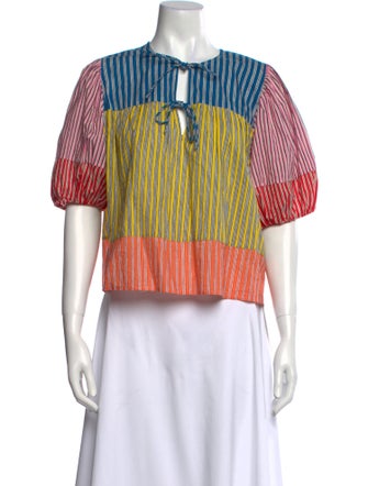 RHODE Striped Crew Neck Crop Top